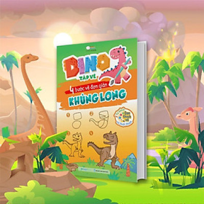 Sách - Dino Tập Vẽ - 4 Bước Vẽ Đơn Giản Khủng Long - Megabook