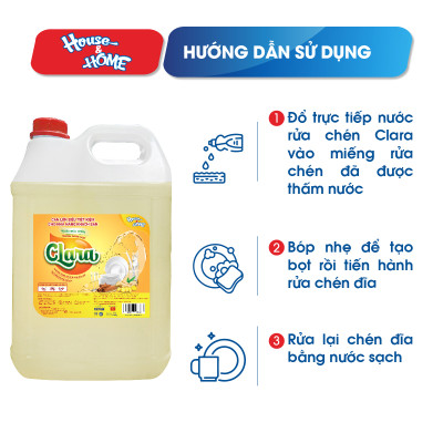 Nước rửa chén bát Clara tinh chất hương gừng quế can 9,5kg