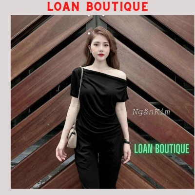 Aó thun hở vai rúm eo cộc tay chất thun lạnh mát đẹp