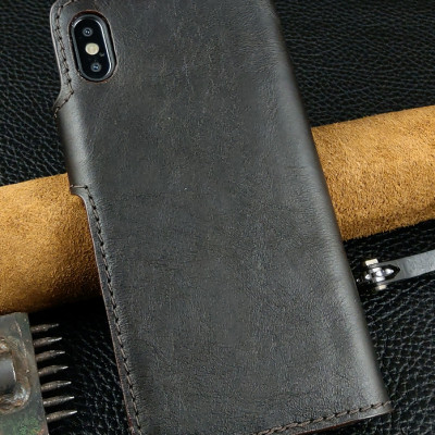 Bao da đựng cho điện thoại XS Max dạng ví da bò thật
