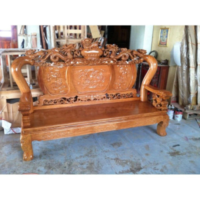 Bộ bàn ghế giả cổ nghê đỉnh gỗ gõ đỏ