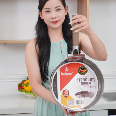 Chảo Inox 3 lớp liền khối chống dính Kalpen Nano Titanium Dauer chuản Đức - Hàng chính hãng