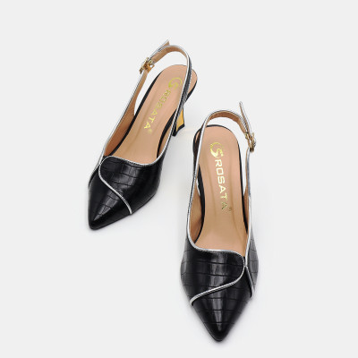 Giày sandal nữ cao gót 6 phân hàng hiệu rosata đẹp hai màu đen trắng ro551