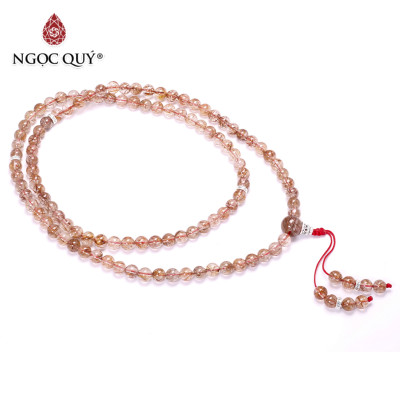 Chuỗi 108 hạt đá thạch anh tóc đỏ mệnh hỏa, thổ - Ngọc Quý Gemstones