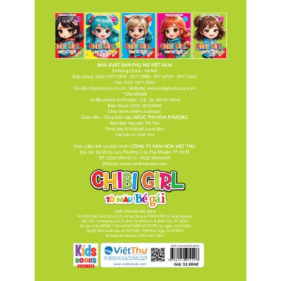 Sách - Dán Hình & Tô Màu IQ EQ CQ - Chibi Girl Tô Màu Bé Gái - Tinh Nghịch - Kèm Sticker - Việt Thư