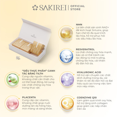 Viên uống bổ sung NMN, hỗ trợ chống lão và làm đẹp da Sakirei Elite NMN 29160 - 15000mg NMN 90 viên