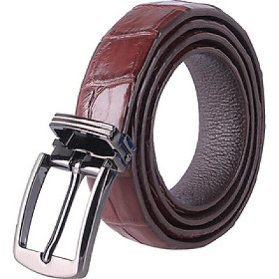 Thắt Lưng Nữ Da Cá Sấu Nguyên Con Bụng Huy Hoàng HT5217 - Nâu Đất