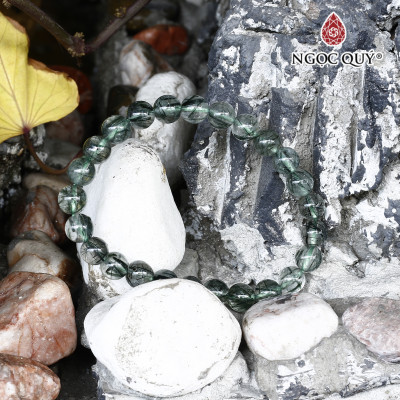 Vòng thạch anh tóc xanh tròn trơn nhạt mệnh hỏa, mộc - Ngọc Quý Gemstones