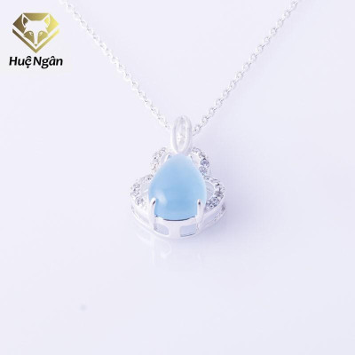 Dây chuyền bạc Ý 925 Huệ Ngân - Mặt đá phong thủy YYD136