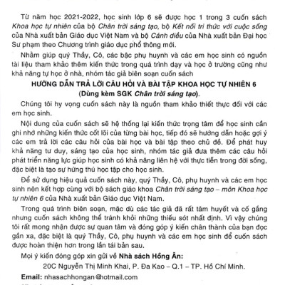 Hướng Dẫn Trả Lời Câu Hỏi Và Bài Tập Khoa Học Tự Nhiên 6 (Dùng Kèm SGK Chân Trời Sáng Tạo) (HA)