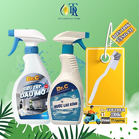 Combo Nước Lau Bếp Đa Năng,Tẩy Xoong Nồi Siêu Sạch,Tẩy Dầu Mỡ Nhà Bếp+Nước Lau Kính Siêu Sạch Dr.C