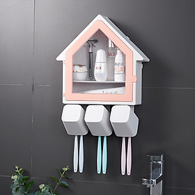 Hộp/ Kệ Đựng Vật Dụng Nhà Tắm Hình Mái Nhà  Sang Trọng Được Chọn Màu ( Tặng Kèm 3 Ly ) - PaKaSa