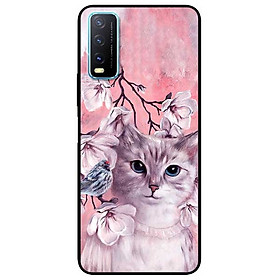 Ốp lưng dành cho Vivo Y20 - Y20s - Y12s mẫu Mèo Và Chim Hồng