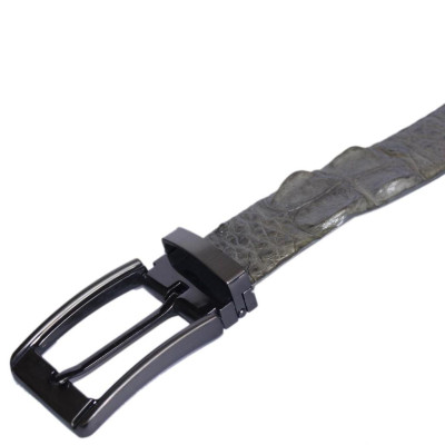 HP4809 - Dây nịt nam Huy Hoàng da cá sấu nguyên con 3,5P đầu kim màu xám