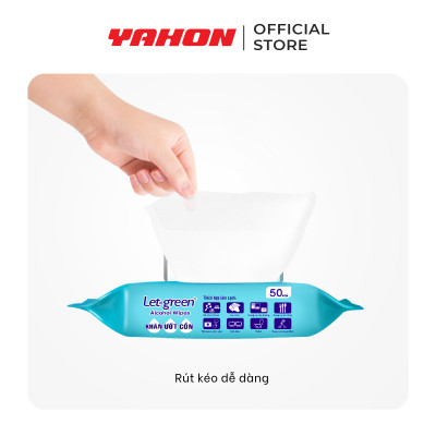 Thùng Khăn Ướt Cồn LET-GREEN 50 Miếng/Bao, 36 Bao/Thùng