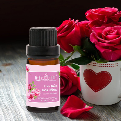 Tinh dầu hoa hồng nguyên chất, tinh dầu hoa hồng xông phòng cao cấp - Hương thơm sang trọng, quyến rũ - 10ml