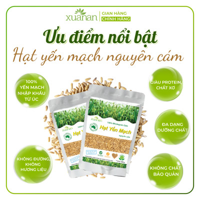 Hạt Yến Mạch Nguyên Cám Úc Xuân An [ko đường] Túi 500G (100% Australian Wholegrain Oats)(Tặng Kèm 1 Túi Yến Mạch 150G)