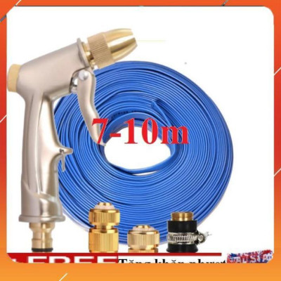 ️Evoucher Bộ dây vòi xịt nước rửa xe, tưới cây , tăng áp 3 lần, loại 7m, 10m 206701-1đầu đồng,cút đồng+  khăn phượt