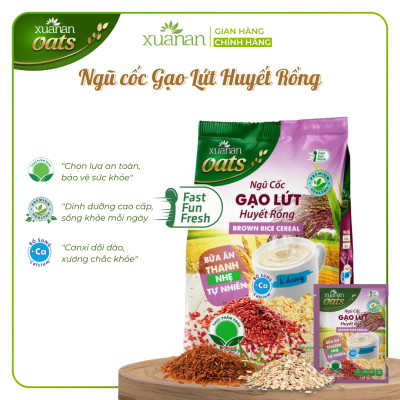 Combo 11 Túi Ngũ Cốc Gạo Lứt Huyết Rồng Xuân An [ít đường] 400G {25g*16 gói}(Tặng Kèm 11 Túi Yến Mạch 150G)