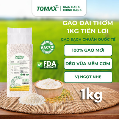 Gạo Đài thơm TOMAX (túi 1kg hút chân không) dẻo vừa, ráo cơm, ngọt thơm