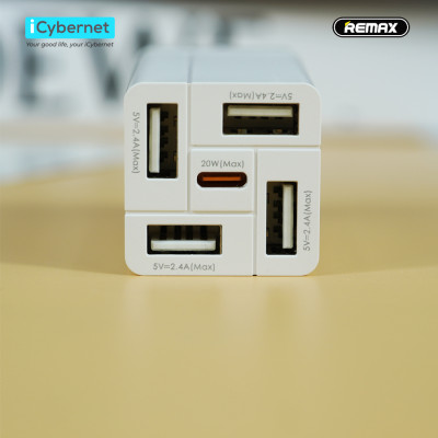 Củ sạc nhanh đa năng 5 cổng Remax RPP-U66 công suất 35.5W (4USB +1 typeC) - Hàng chính hãng