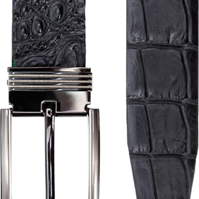 Thắt Lưng Nam Da Cá Sấu Nguyên Con Bản Lớn Huy Hoàng HT4234 - Đen