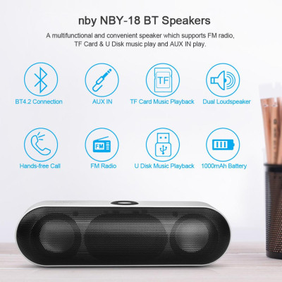 Loa Bluetooth Hộp âm thanh nổi không dây âm trầm kép Hỗ trợ Đài FM Thẻ TF AUX IN U Disk