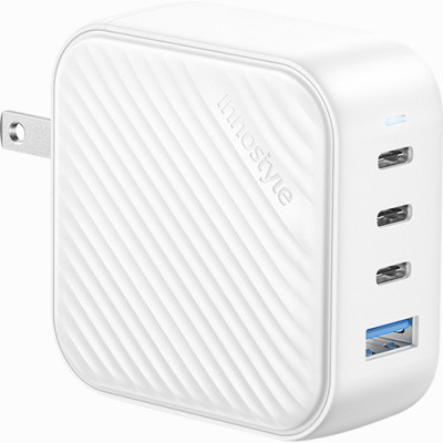 Cốc sạc Innostyle GaN SuperCube with Switch Convertible Plug UK+EU 1USB 3Type-C 100W IC100GWHT - Hàng chính hãng