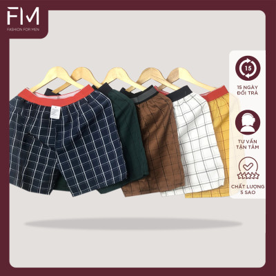 Bộ 4 quần đùi nam, quần short mặc nhà kate caro nhiều màu , mềm mịn  - FORMEN SHOP- FMTT002