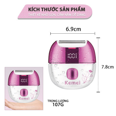 Máy cạo tẩy lông Kemei KM-285 chuyên dùng cạo lông toàn thân, bikini sử dụng pin sạc tiện lợi công suất 5W - Chính hãng