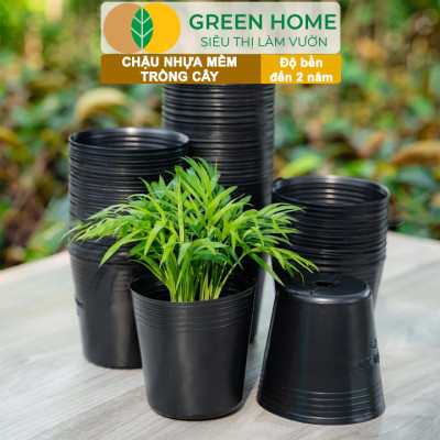 Chậu Trồng Cây Greenhome, nhiều kích thước, Nhựa Mềm, Dẻo, Nhẹ, Trồng Cây, Bầu Ươm Cây Giống, Độ Bền Đến 2 Năm