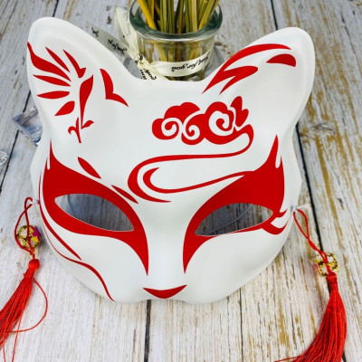 Mặt nạ Cáo Nhật anime hóa trang Hallowen màu Đỏ và Đen