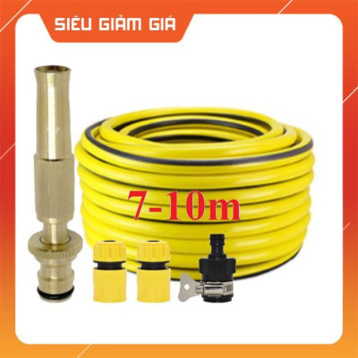 Bộ dây vòi xịt nước rửa xe, tưới cây . tăng áp 3 lần, loại 7m, 10m 206587 cút sập, nối đen