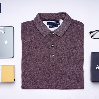 Áo phông nam Aligro Algplo49 cổ dệt màu hồng