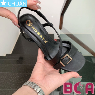 Sandal độc lạ hở mũi 7p RO658 ROSATA tại BCASHOP quai sau có phối thun thoải mái lại thời trang và sang trọng