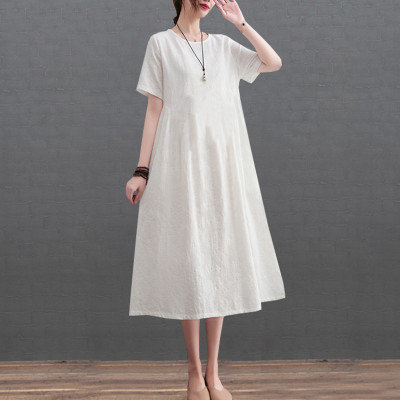 Đầm suông nữ 2 túi tay ngắn chất đũi mát nhẹ Da76