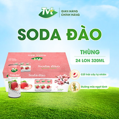 [Thùng 24 lon 320ml] Soda Đào TVT - Nước cốt đào tự nhiên cùng soda nhẹ nhàng