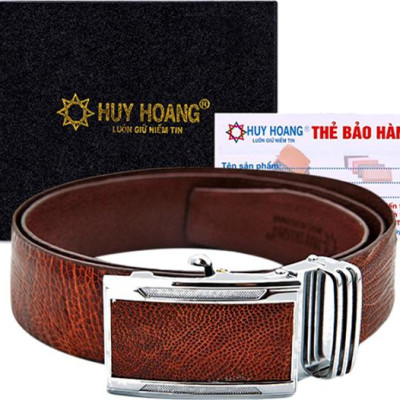 Thắt Lưng Nam Da Đà Điểu Trơn Huy Hoàng HT4412 - Nâu Đỏ