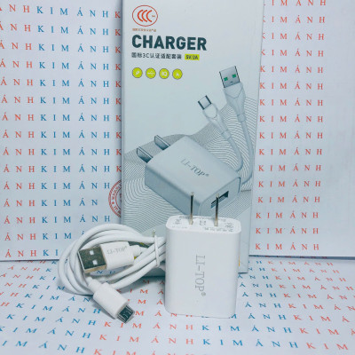 Bộ sạc Rio Tinto Li-Top AT06 5V- 2A chân Micro, đạt chứng nhận 3C tiêu chuẩn quốc gia, bảo hành hàng chính hãng 12 tháng