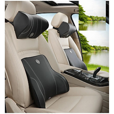 Bộ Gối Tựa Đầu, Lưng Ô Tô 100% Cao Su Non Đặc Biệt Bọc Da Cao Cấp XG-NNSM01