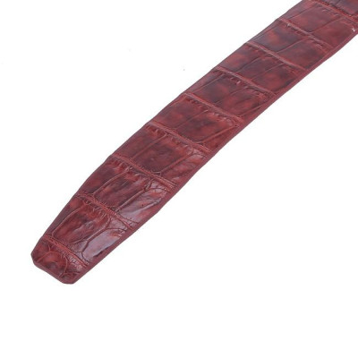 HC4838 - Dây nịt nam da cá sấu Huy Hoàng gai đuôi 4P màu nâu đỏ