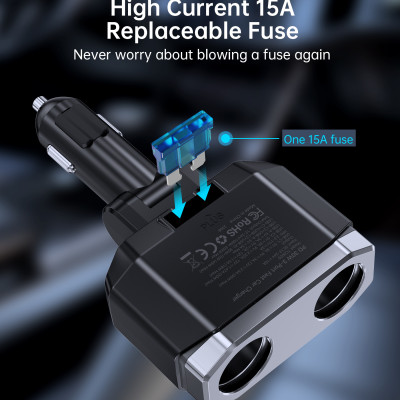 Tẩu sạc Choetech TC0020  đa năng mở rộng có 2 cổng Type C + 1 cổng Usb công suất 200w (Hàng chính hãng)