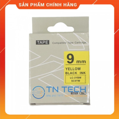 Nhãn in TEPRA - EPSON LC-3YBW (SC9YW) – Chữ đen nền vàng 9MM X 8M  - Dùng cho máy in nhãn TEPRA - EPSON [Hàng nhập khẩu]