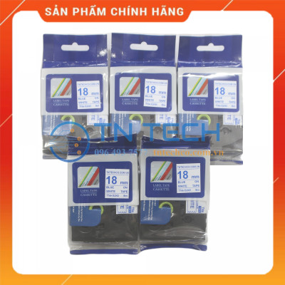 Nhãn In TNE-S243 - Xanh dương nền trắng 18mm x 8m - Dùng cho máy in BROTHER - AIMO - PUTY [Hàng nhập khẩu]