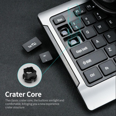 Combo 106 phím Bàn phím uFound R-756  truyền tải 2.4G + Chuột không dây 1200DPI cho Văn phòng Doanh nghiệp