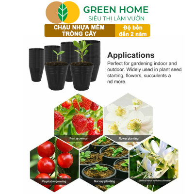 Chậu Trồng Cây Greenhome, nhiều kích thước, Nhựa Mềm, Dẻo, Nhẹ, Trồng Cây, Bầu Ươm Cây Giống, Độ Bền Đến 2 Năm