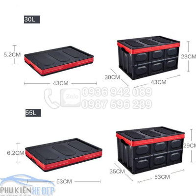Thùng đựng đồ cốp xe ô tô xếp gọn dễ dàng với 2 dung tích 30L và 55L tiết kiệm tối đa không gian 