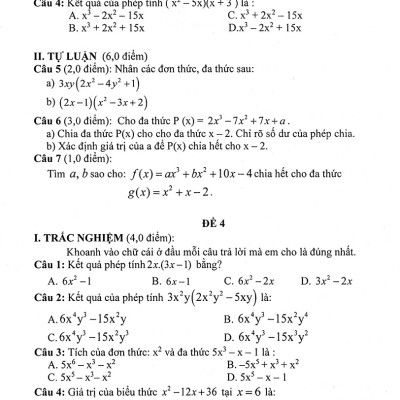 Đề Kiểm Tra Toán 8 (Bám Sát SGK Kết Nối Tri Thức Với Cuộc Sống)