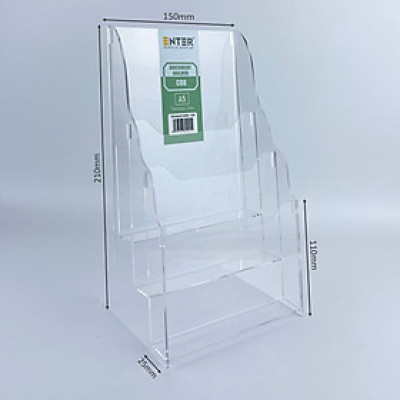Khay đựng giấy, Hộc đựng tờ rơi, Kệ mica nhiều giấy 3 ngăn Enter C08 150x210mm A5 đứng 2mm
