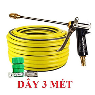  Bộ dây vòi xịt nước rửa xe, tưới cây . tăng áp 3 lần, loại 3m, 5m 206318E đầu đồng, đai, nối, d.vàng